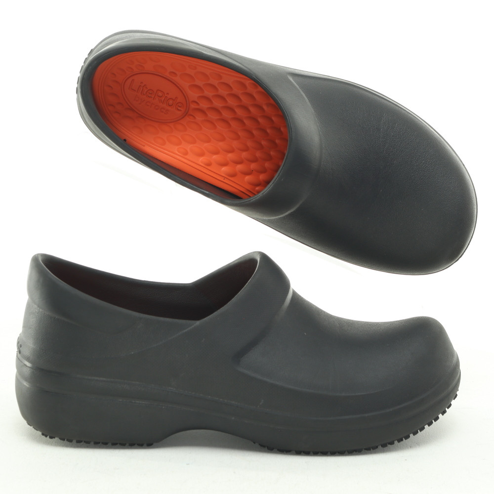 crocs Neria Pro II Work Lite Ride Mules Clogs Women 8 Black Rubber